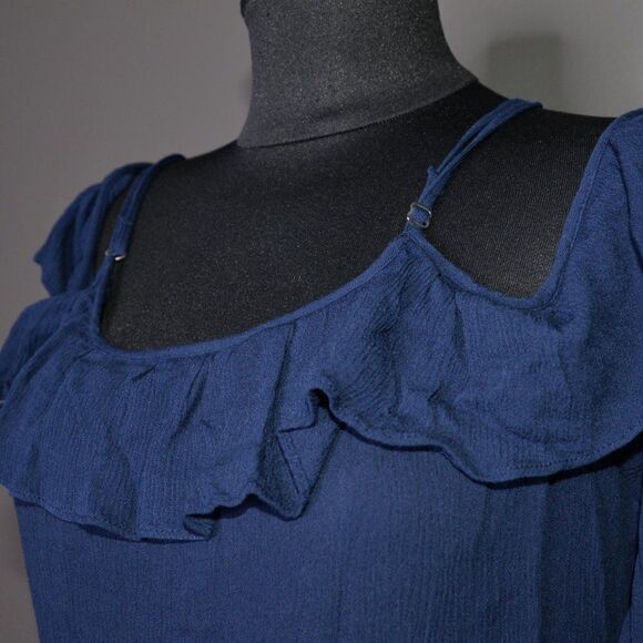 WAYF Navy Blue Open Shoulder Shift Dress Sz M - Picture 5 of 6